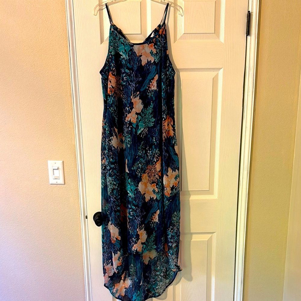 Old Navy Blue and Orange Asymmetrical High-Low Sundress